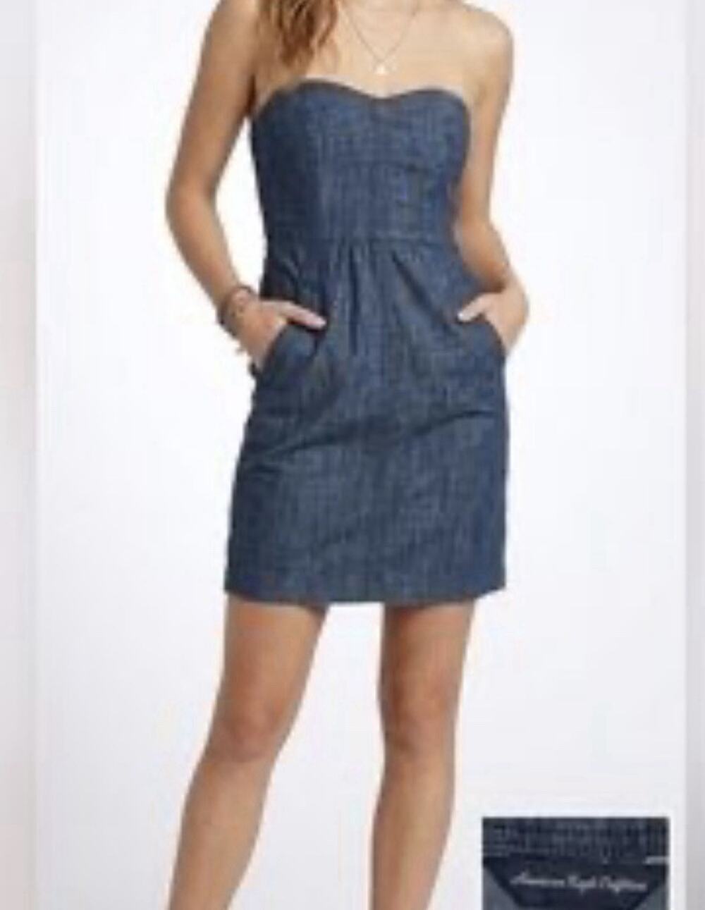 AMERICAN EAGLE DENIM STRESS STRAPLESS WITH POCKETS SIZE 6 (AS19)